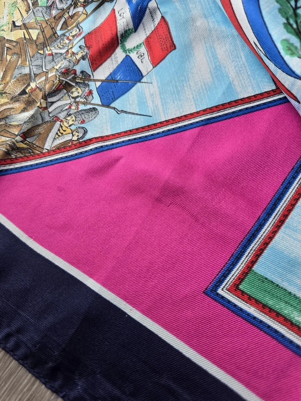 Vintage French Revolution Scarf Pink Bastille Liberty Bicentennial 1789 Square